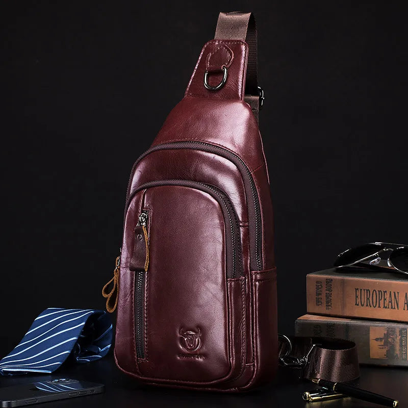Bullcaptain Men's Leather Chest Bag