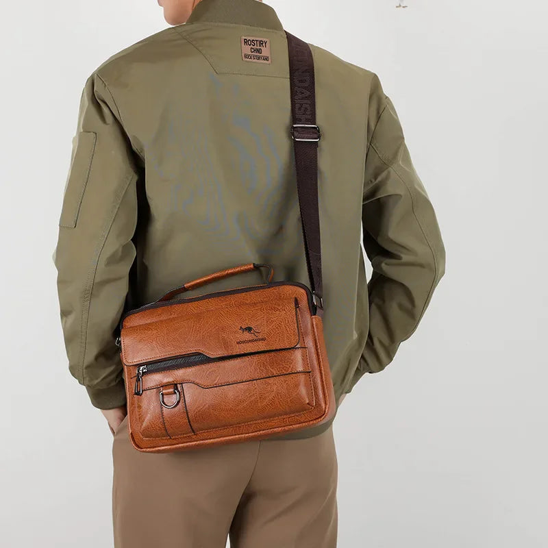 men's luxury kangaroo leather shoulder bag