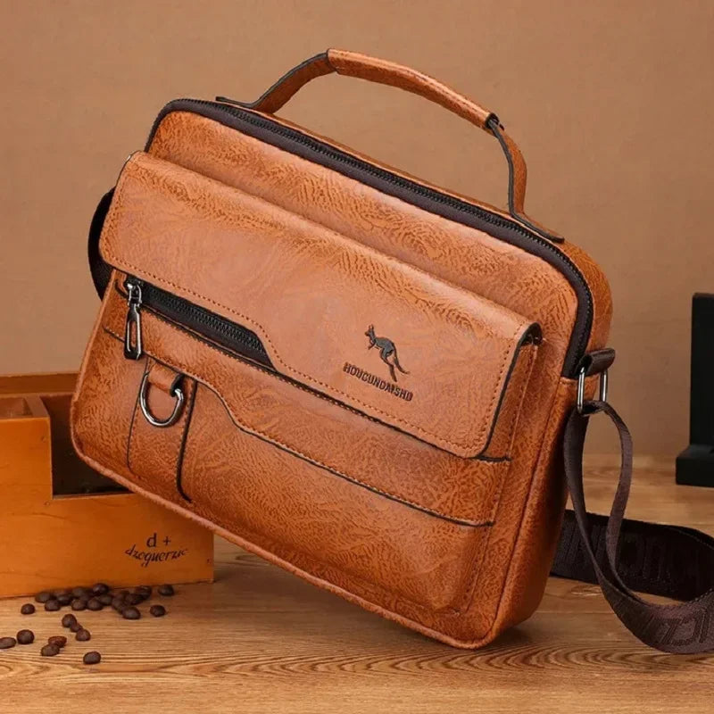 men's luxury kangaroo leather shoulder bag