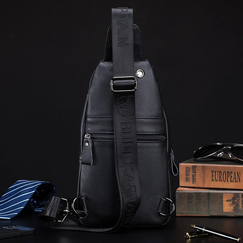 Bullcaptain Men's Leather Chest Bag