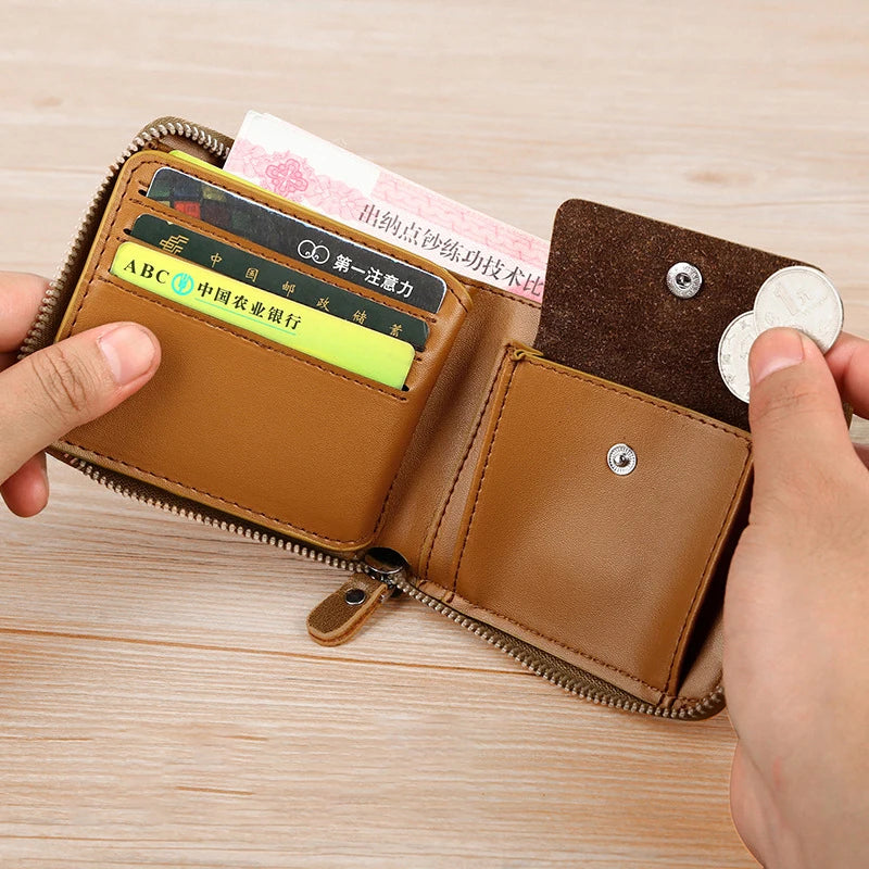 Men's Leather Wallet With Zipper